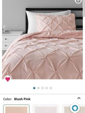 Blush Pink Pintuck Twin Duvet with insert and one sham- Elegant Home Bedding